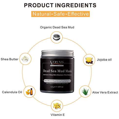 Dead Sea Mud Mask for Face and Body, Deep Cleansing Face Mask for Acne, Natural Skincare Clay Facial Mask