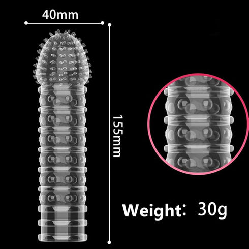 Sponver 4 DesignsPack 4 Threaded Condom Male Condom Adult Lock Crystal Sleeve of Transparent