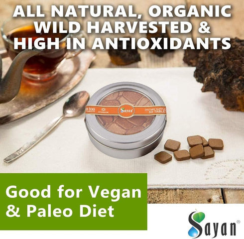 Sayan Siberian Afternoon Instant Chaga Mushroom Tea with Reishi & Ginger Root - 30 Pcs
