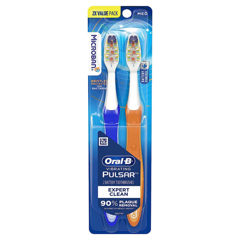 Oral-B 2 Count 2 Count (Pack 1) Pulsar Expert Clean Battery Toothbrush, Medium, & Pro-Health Pulsar Battery Toothbrush