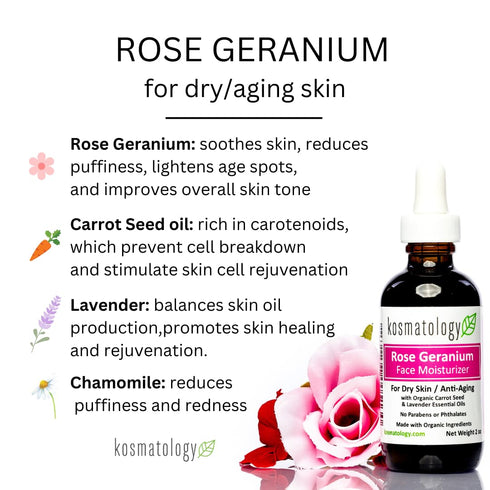 Rose Geranium Organic Facial Moisturizer | Anti-Aging Hydration for Dry & Sensitive Skin