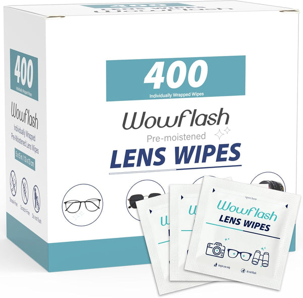 400 Count Lens Wipes for Eyeglasses, Pre-moistened Scratch-Free Streak-Free Cleaner Wipes for Sunglasses