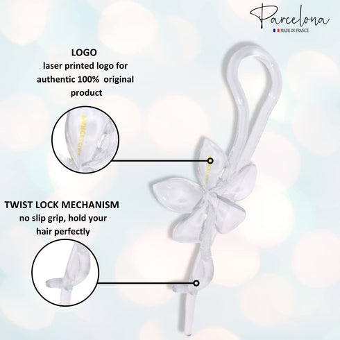 Parcelona French Twist n Clip Hair Barrette - Flower, Bow, and Chain 4" Non Slip Hair Accessories