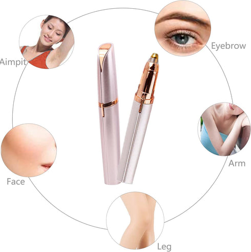 USB Rechargeable Portable Electric Eyebrow Trimmer Pen, Painless Precision Eyebrow Hair Remover, Rose Gold