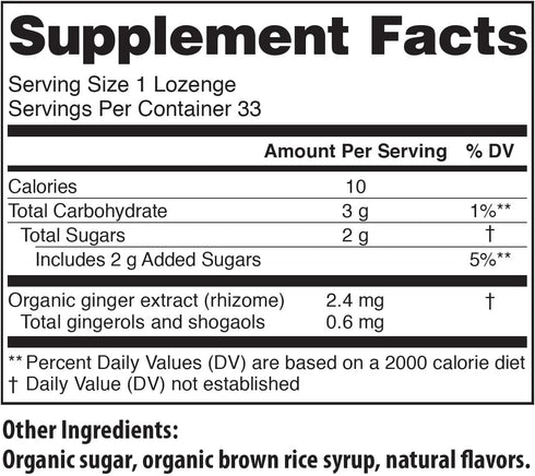 Tummydrops USDA Organic Double Ginger Peach - 33 Lozenges