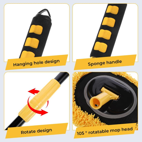 Mop,73Wall 15 Elbow Wall Cleaner Mop Cleaner with Long Handle,Ceiling Dust Mop with Bent Labor-Saving Extension Pole