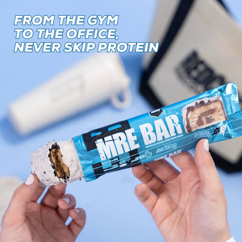 REDCON1 MRE Protein Bar, Cookies N' Cream, 20g Whole Food Protein, Low Sugar Meal Replacement Bar (12 Bars)