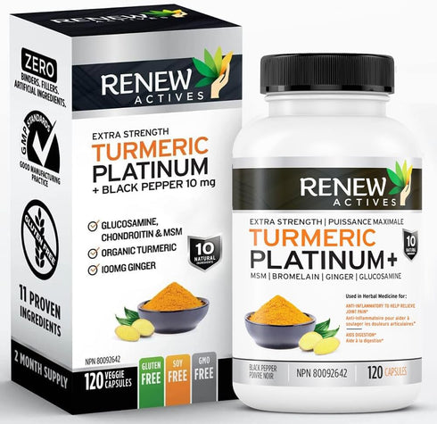 Renew Actives Turmeric Platinum - Antioxidant Source & Liver Protectant, Promotes Digestive Health, 120 Capsules