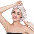 Stain Bonnet Silky Sleep Cap, Adjustable Satin Hair Bonnet for Night Sleeping, Champagne/Grey