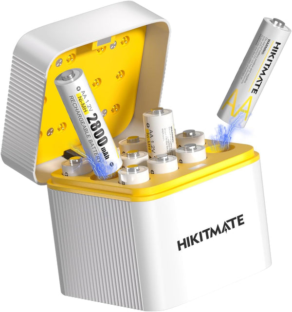 HIKITMATE 12 Pack Rechargeable AA Batteries with Charger, 1.2V 2800mAh Ni-MH Double A