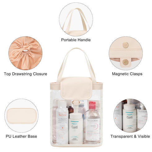 Clear Hanging Toiletry Bag - Waterproof Travel Bag for Women and Men, Portable Cosmetic Organizer