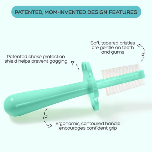 grabease Double Sided Training Toothbrush for Infants, BPA-Free & Phthalate-Free, Mint (1 Pack)