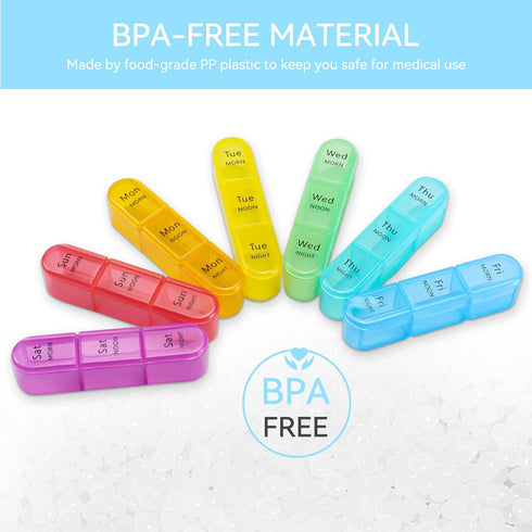 SUMMUE 3 7 Weekly Pill Organizer Times A Day, Day Pill Box Large Compartments Moisture-Proof Pill Case, Daily Portable