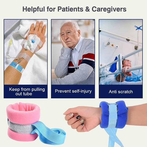 QNZKIOXV 4 Patient Restraints Limb Holders PCS, Hospital Bed Restraints for Elderly, Quick Release for Wrists, Ankles