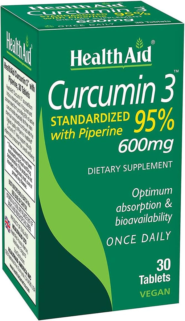 Curcumin 3, 600mg Once Daily Tablets, 30ct, Helps with Optimum Absorption & Bioavailability