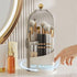 Makeup Brush Holder Organizer - 360° Rotating Luxury Cosmetic Organizer with Lid, Desktop Storage (White 1)