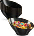 PLASTICPRO Angled Plastic Bowls, Disposable Small Black Serving Bowls with Gold Rim for Party Appetizer Salads, Pack of