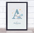 The Card Zoo New Baby Birth Details Christening Nursery Blue Elephant Initial A Gift Print