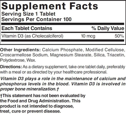 Nature's Blend Vitamin D 400 IU, 100 Tablets