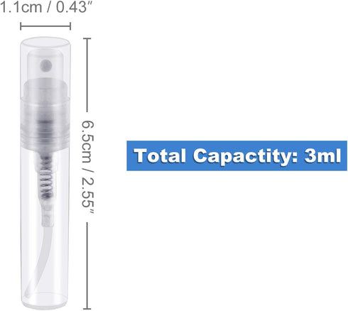 Thyores 50pcs Mini Perfume Atomizer, Clear Plastic Spray Bottle, Portable Fragrance Spray Bottle - 3ml