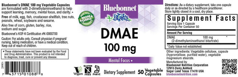 Bluebonnet Nutrition Dmae 100mg, 50 CT