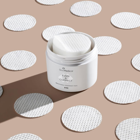SkinMedica Even & Correct Brightening Treatment Pads - 10% Glycolic Acid Exfoliating Pads - 60 Ct