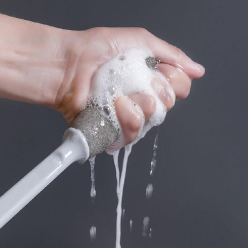 Grey Long Handle Cleaning Sponge Brush - Decontamination Cup Brush, Multifunctional Household Cleaning Brush