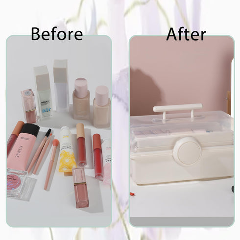 Pink Makeup Storage - Tackle Box for Women with Handle, Portable 3 Layers Makeup Case Organizer for Home.