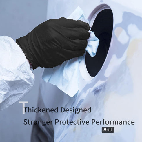 8mil Nitrile Gloves, Disposable Latex Free, X-Large Size, Pack of 50, Powder Free Heavy Duty