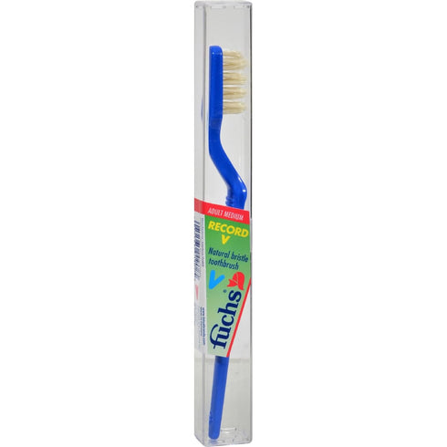 Fuchs Brushes Record V Natural Bristle Toothbrush, Adult, Medium