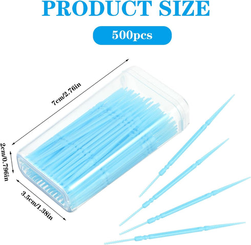 500pcs Double Head Dental Floss Interdental Brush - 2-in-1 Disposable Plastic Multicolor Dental Picks