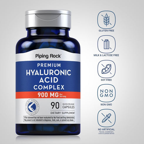 Piping Rock Hyaluronic Acid Supplement, 900mg, 90 Capsules, Complex with MSM, Non-GMO, Gluten Free