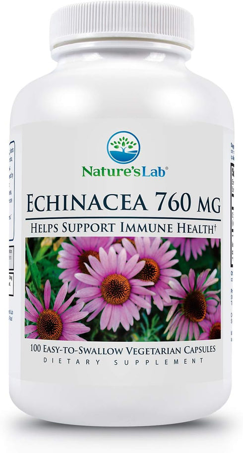 Nature's Lab Echinacea 760mg Dietary Supplement, All Natural Immune System Support, 100 Capsules