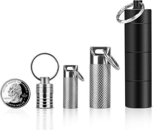 Micro Pill Holder with Keychain Necklace, Opret Titanium Waterproof Pill Container for Travel