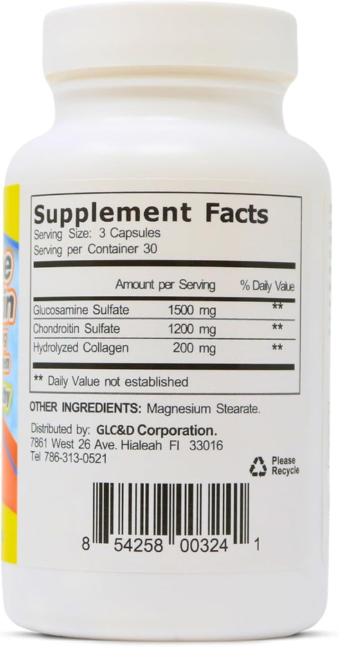 Glucosamine & Chondroitin 1500mg-1200mg with Collagen, 90 Capsules, Supports Joint Health (Pack of 1)
