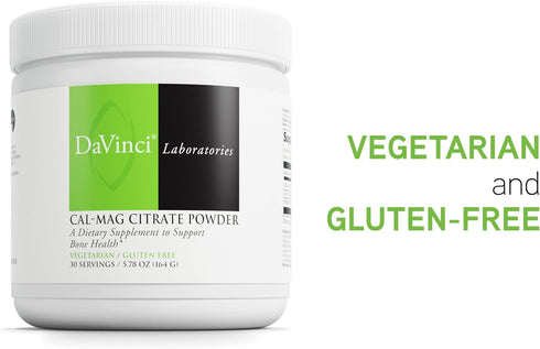 DaVinci Labs Cal-Mag Citrate Powder - 30 Servings Dietary Supplement for Bone Health with Vitamin D2, Magnesium &