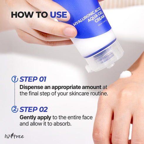 IsNtree Hyaluronic Acid Aqua Gel Cream 100ml, Korean Skincare, Lightweight Moisturizer for Oily to Combination Skin