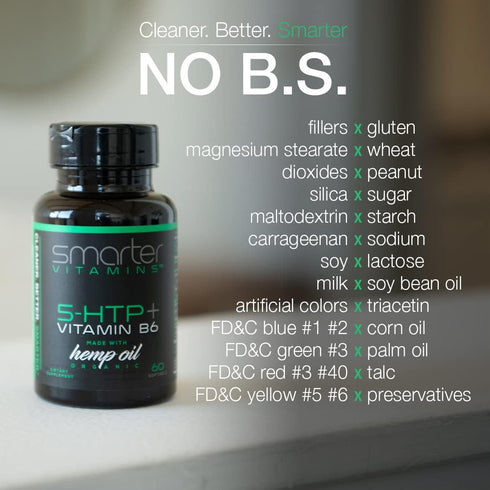 200mg 5-HTP + Vitamin B6 - Natural Stress Relaxation, Mood & Sleep Boost, Extended Time Release, 60 Softgels