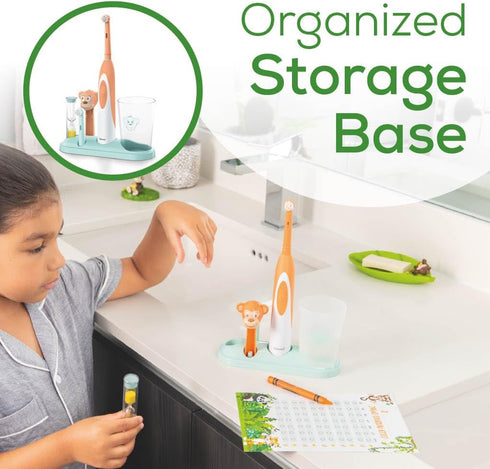 Beurer TB10 Kids Electric Toothbrush Kit - Fun Milo The Monkey Cap, 2 Extra-Soft Brush Heads, 2 Minute Timer