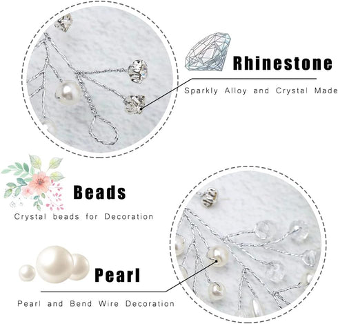 Jakawin Bride Wedding Pearl Hair Vine, Silver Rhinestone Hair Piece, Bridal Hair Accessories for Women and Girls