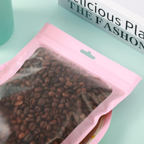 150 PCS-6x9 Reclosable Mylar Bags, Pink for Food Storage, Resealable Large Mylar Bag with Clear Window for Edible