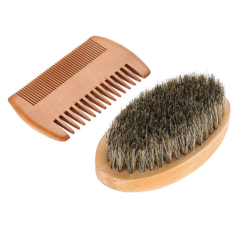 Men Beard Care Kit - Grooming Kit with Mustache Oval Brush and Comb