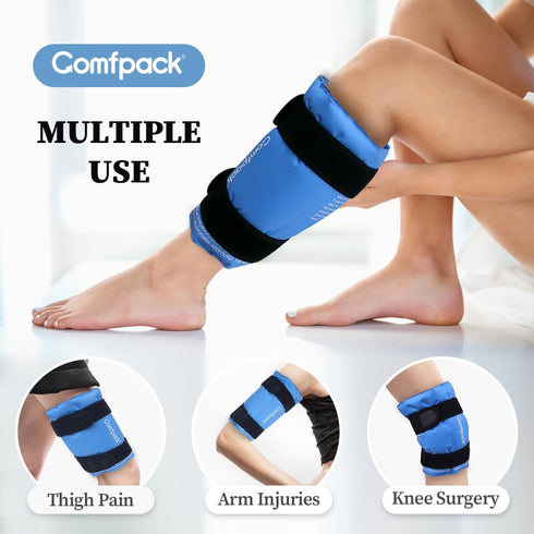 Shin Splint Ice Pack Wrap for Injuries, Reusable Gel Calf Ice Pack for Leg Pain Relief, Calf Strain, Sore Muscle