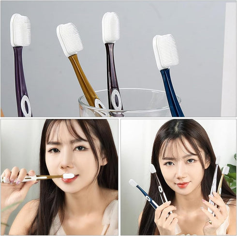 Beaupretty 4PCS Silicone Toothbrush - Manual Toothbrushes, Travel Toothbrush Replacement Heads, Ideal for Sensitive