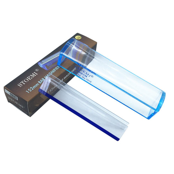 6 inch 5X Blue Raised Domed Bar Magnifier, Optical Tool with Reading Tracking Line