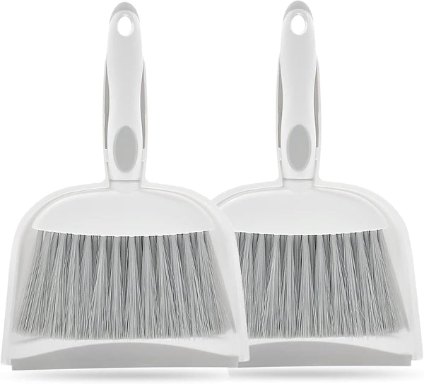 Mini Broom and Dustpan Set - Small Dustpan and Brush Set for Desk, Home, Tent, Gray 2pcs