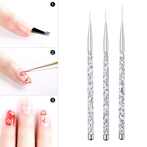 Tbestmax Professional Fine Nail Art Liner Brush, 3 pcs UV Gel Painting Acrylic Nail Brushes for Short Strokes and
