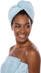 Texere Women's Rayon and Cotton Terry Spa Towel Wrap - Comfortable Cap with Loop and Twist Closure, Robin's Egg