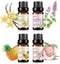 Essential Oil Set: Vanilla, Pineapple, Peach, Clary Sage, 4x10ML Organic 100% Pure Plant Oil for Diffuser, Spa, Massage