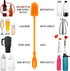 Kitchiny 12.5" Set Silicone Bottle Brush & Straw Cleaner Brush | Water Bottle Cleaner for Hydro Flasks, Tumblers